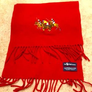 Polo Ralph Lauren 100% Lamb Wool red scarf